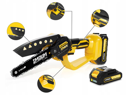 Batteridriven Kedjesåg 6" för Grenar och Trä, Grensåg med 2x Batterier – IMOUM